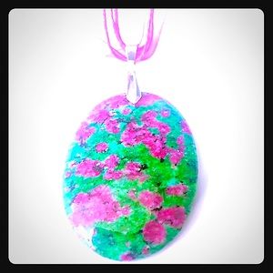 Sterling Silver Ruby Fuschite Necklace